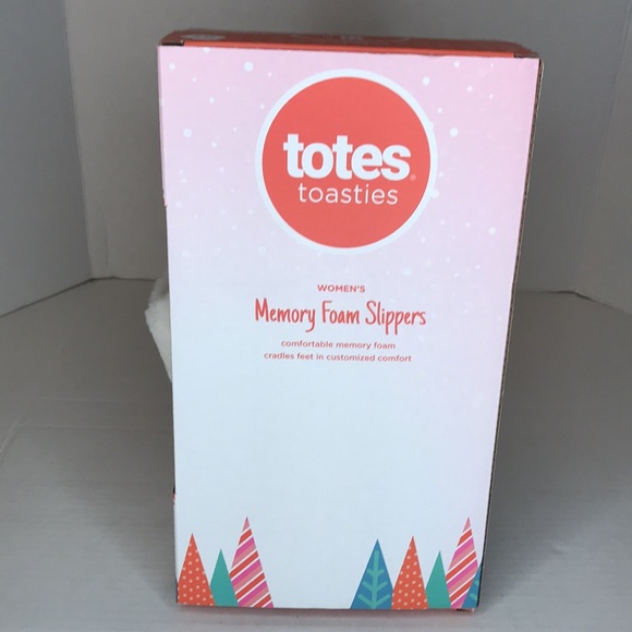NIB TOTES TOASTIES SLIP ON SLIPPERS FAUX FUR TAN WOMENS XL 9-10 MEMORY FOAM - Picture 5 of 8